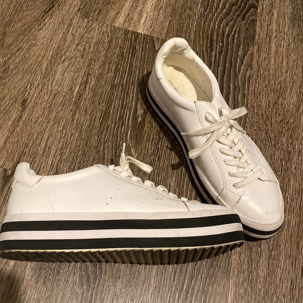Platform white Zara size 10 sneakers 41